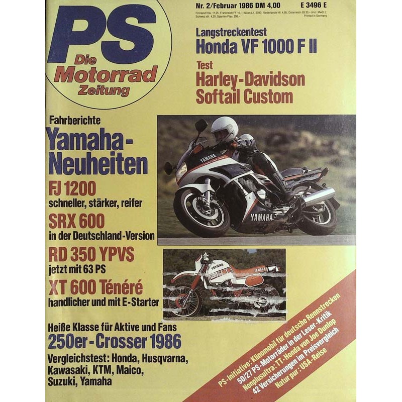 PS Die Motorrad Zeitung 2 - Februar 1986 - Yamaha Neuheiten