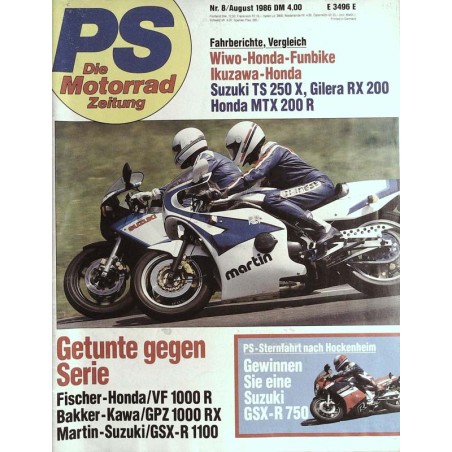 PS Die Motorrad Zeitung 8 - August 1986 - Getunte gegen Serie