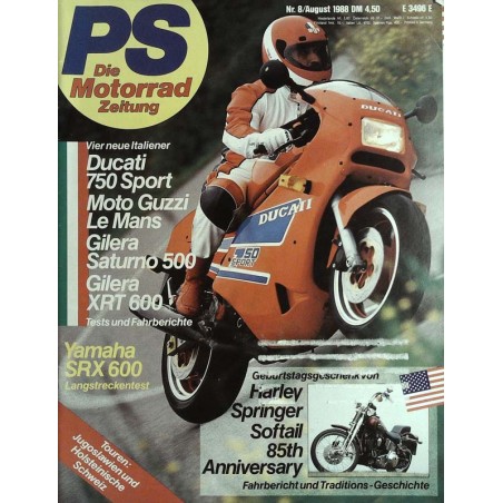 PS Die Motorrad Zeitung 8 - August 1988 - Ducati 750 Sport