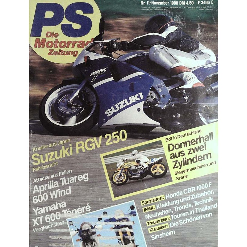 PS Die Motorrad Zeitung 11 - November 1988 - Suzuki RGV 250