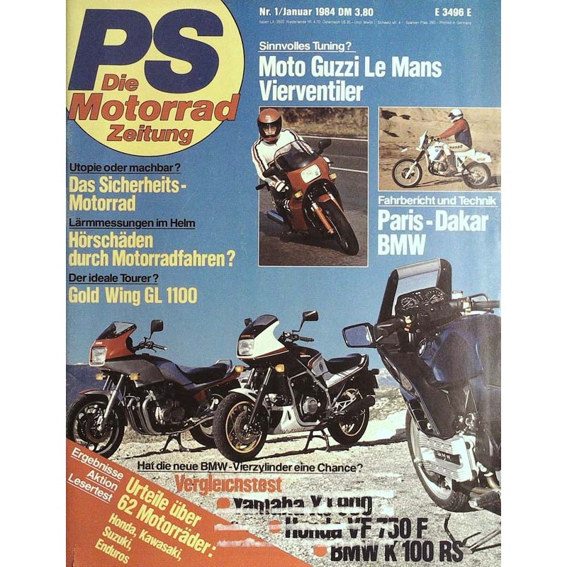 PS Die Motorrad Zeitung Heft 1 - Januar 1984 - BMW Vierzylinder