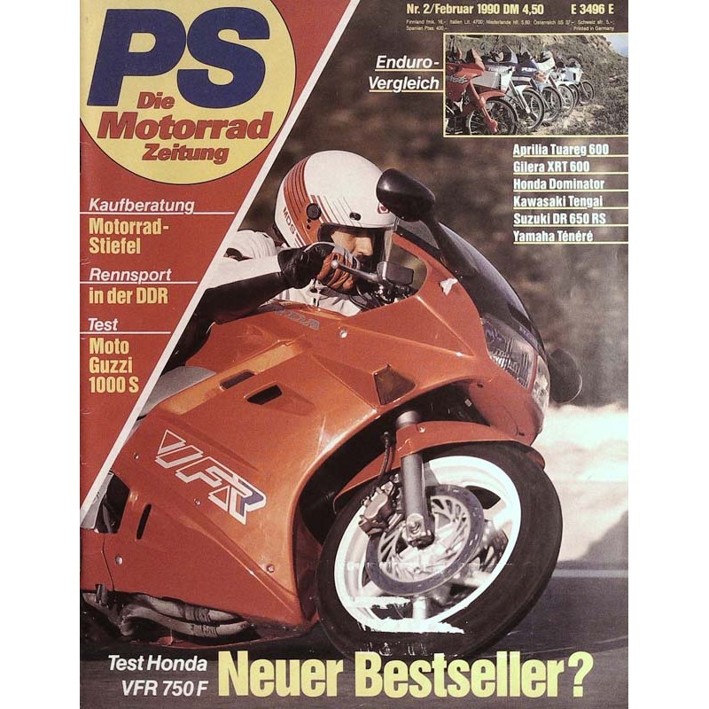 PS Die Motorrad Zeitung Heft 2 - Februar 1990 - Honda VFR 750 F