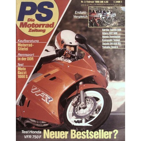 PS Die Motorrad Zeitung Heft 2 - Februar 1990 - Honda VFR 750 F