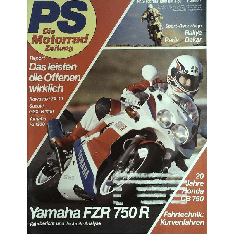 PS Die Motorrad Zeitung 2 - Februar 1989 - Yamaha FZR 750 R