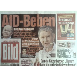 Bild Zeitung Montag, 2 September 2024 - AfD Beben