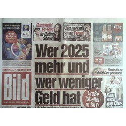 Bild Zeitung Donnerstag, 19 September 2024 - Wer 2025 Geld hat