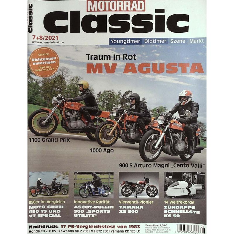 Motorrad Classic 7+8/2021 - Traum in Rot MV Augusta