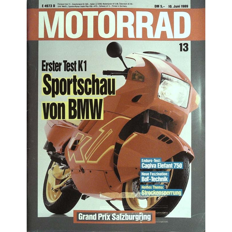 Das Motorrad Nr.13 / 10 Juni 1989 - Erster Test BMW K1