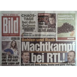 Bild Zeitung Freitag, 27 September 2024 - Machtkampf bei RTL