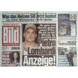 Bild Zeitung Mittwoch, 9 Oktober 2024 - Pietro Lombardi Anzeige!