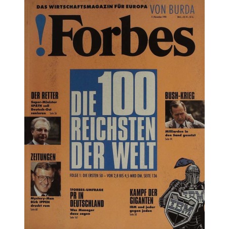 Forbes Nr. 11/November von 1990 - Die 100 reichsten der Welt