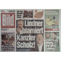 Bild Zeitung Freitag, 25 Oktober 2024 - Linder blamiert Scholz