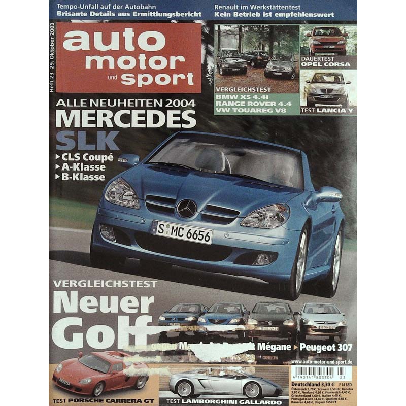 auto motor & sport Heft 23 / 29 Oktober 2003 - Mercedes SLK