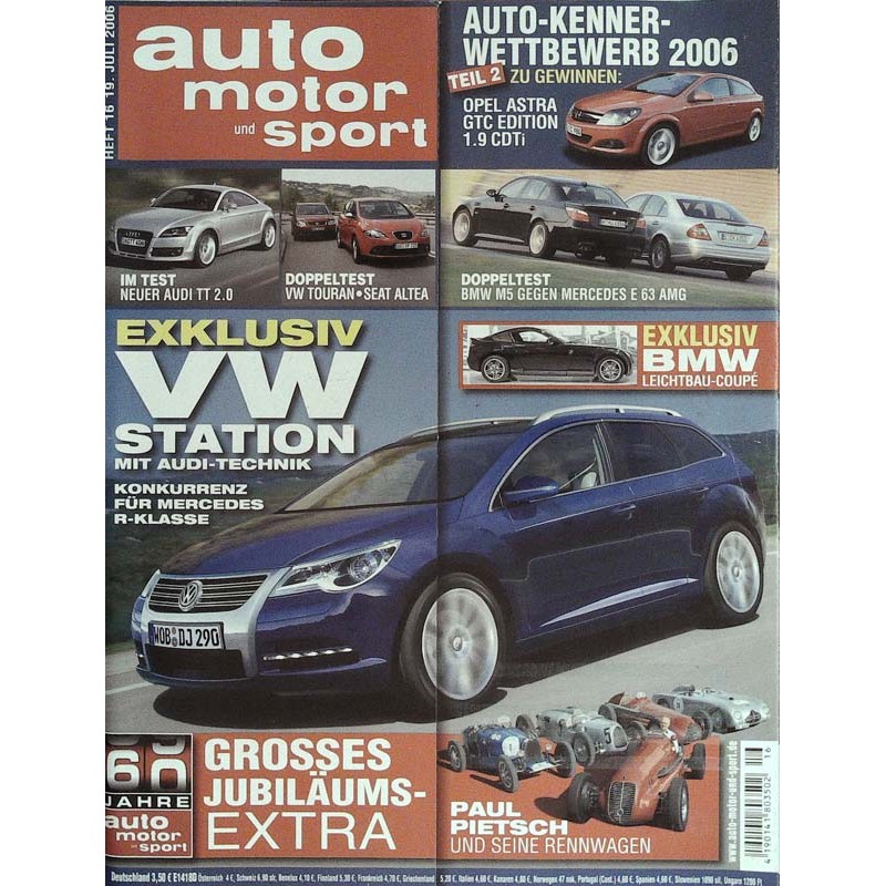 auto motor & sport Heft 16 / 19 Juli 2006 - Exklusiv VW Station