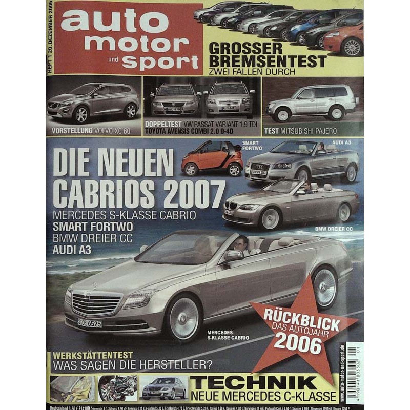 auto motor & sport Heft 1 / 20 Dezember 2006 - Die neuen Cabrios