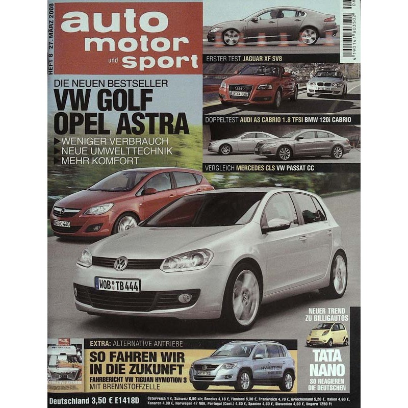 auto motor & sport Heft 8 / 27 März 2008 - VW Golf & Opel Astra