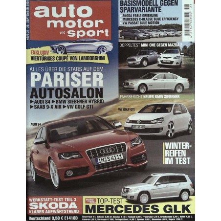 auto motor & sport Heft 21 / 25 September 2008 - Pariser Autosalon