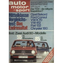 auto motor & sport Heft 1 / 6 Januar 1973 - Zwei Audi 80 Modelle