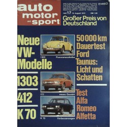 auto motor & sport Heft 17 / 19 August 1972 - Neue VW-Modelle