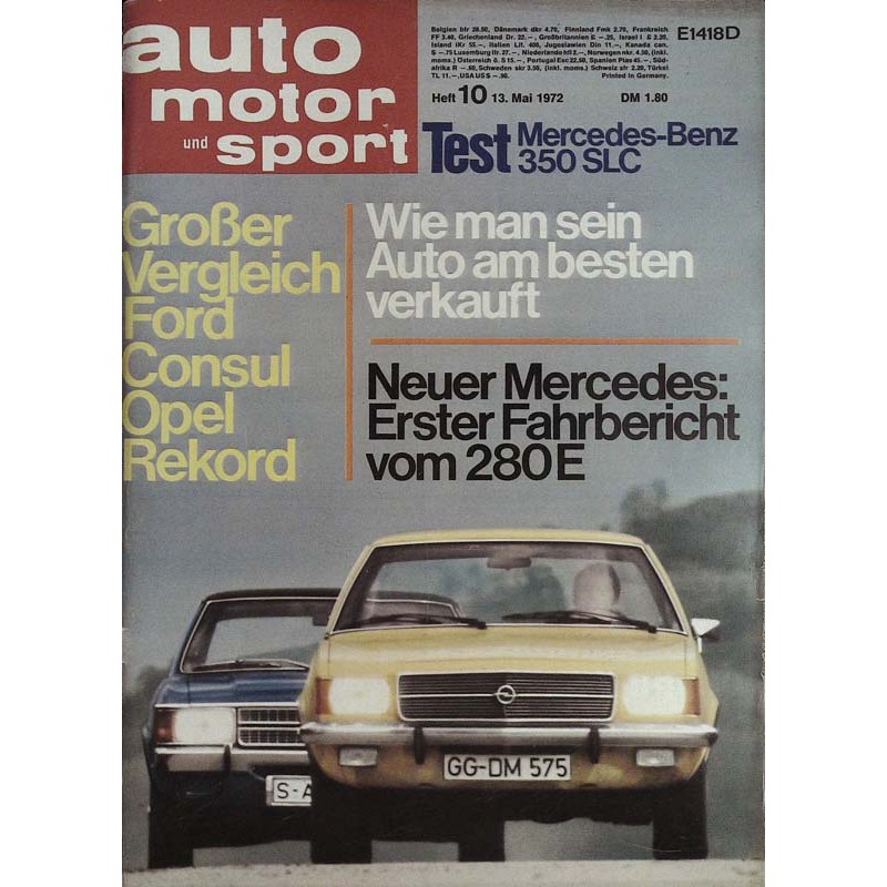 auto motor & sport Heft 10 / 13 Mai 1972 - Großer Vergleich