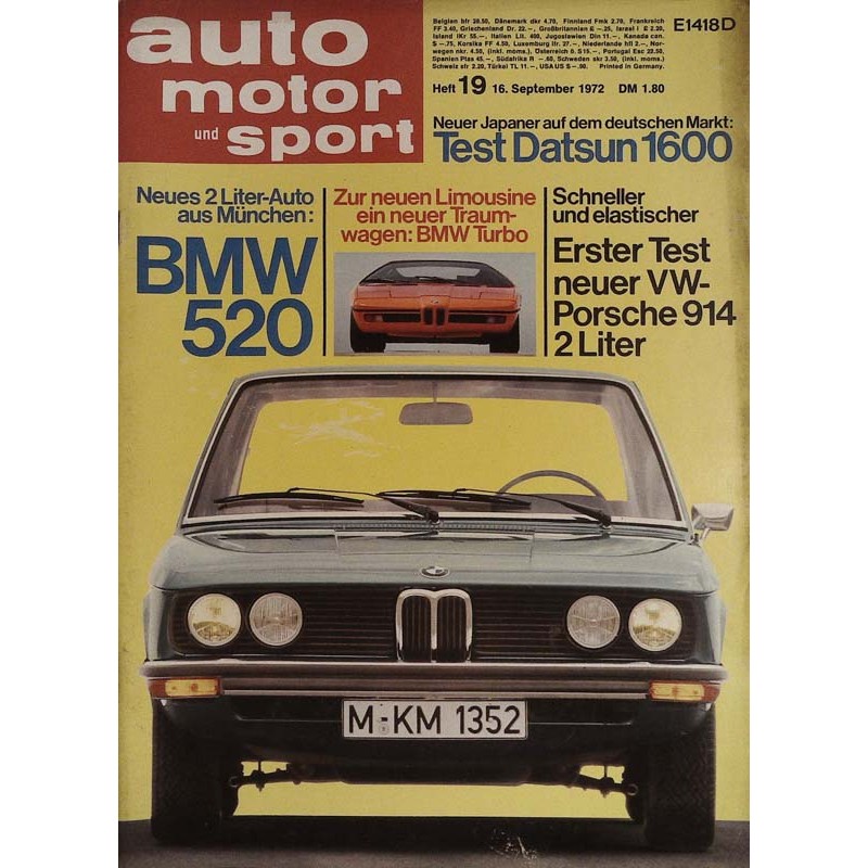 auto motor & sport Heft 19 / 16 September 1972 - BMW 520