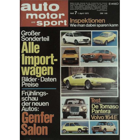 auto motor & sport Heft 7 / 1 April 1972 - Alle Importwagen