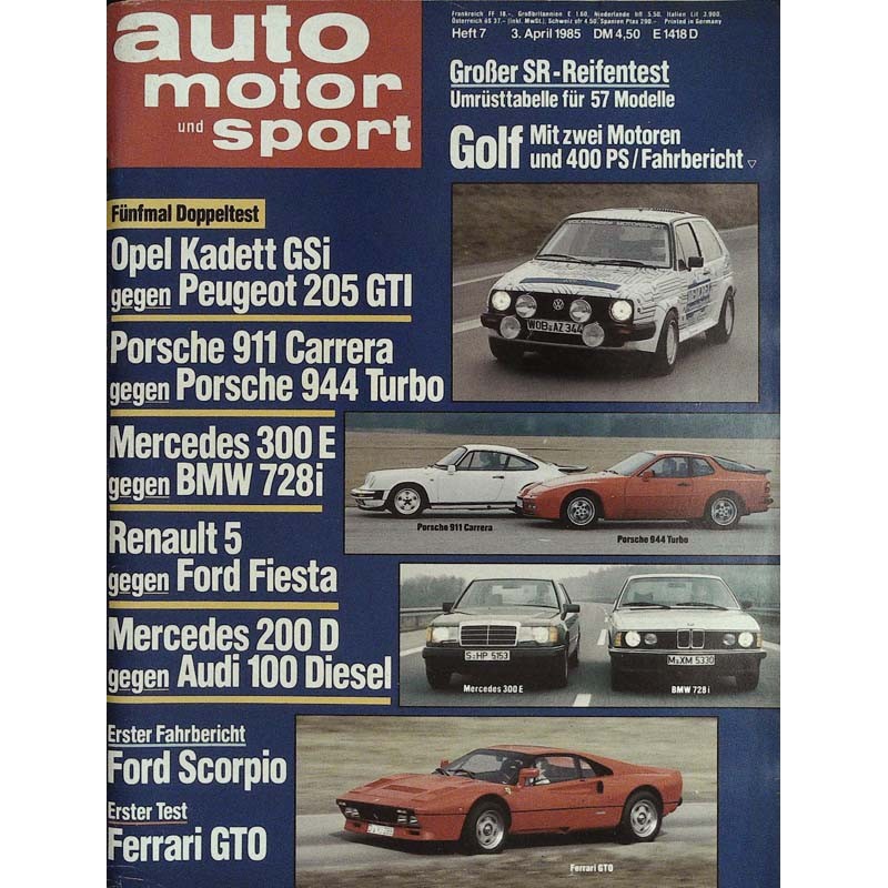 auto motor & sport Heft 7 / 3 April 1985 - Fünfmal Doppeltest