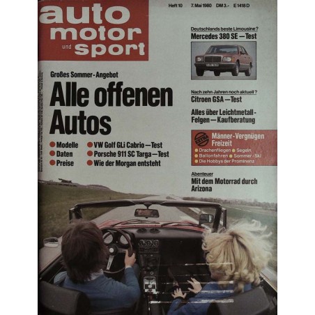 auto motor & sport Heft 10 / 7 Mai 1980 - Alle offenen Autos