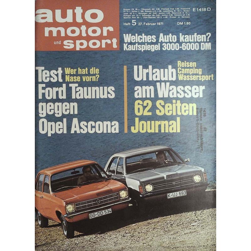 auto motor & sport Heft 5 / 27 Februar 1971 - Ford gegen Opel