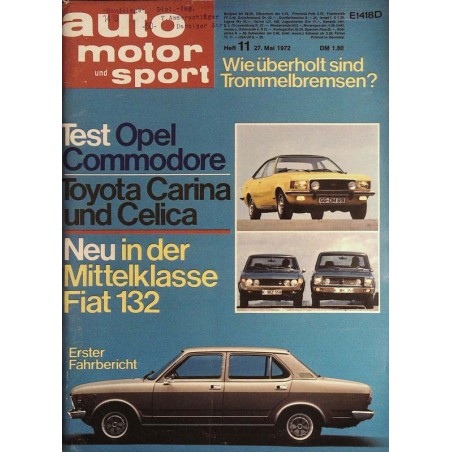 auto motor & sport Heft 11 / 27 Mai 1972 - Mittelklasse Fiat 132