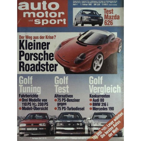 auto motor & sport Heft 4 / 7 Februar 1992 - Porsche Roadster