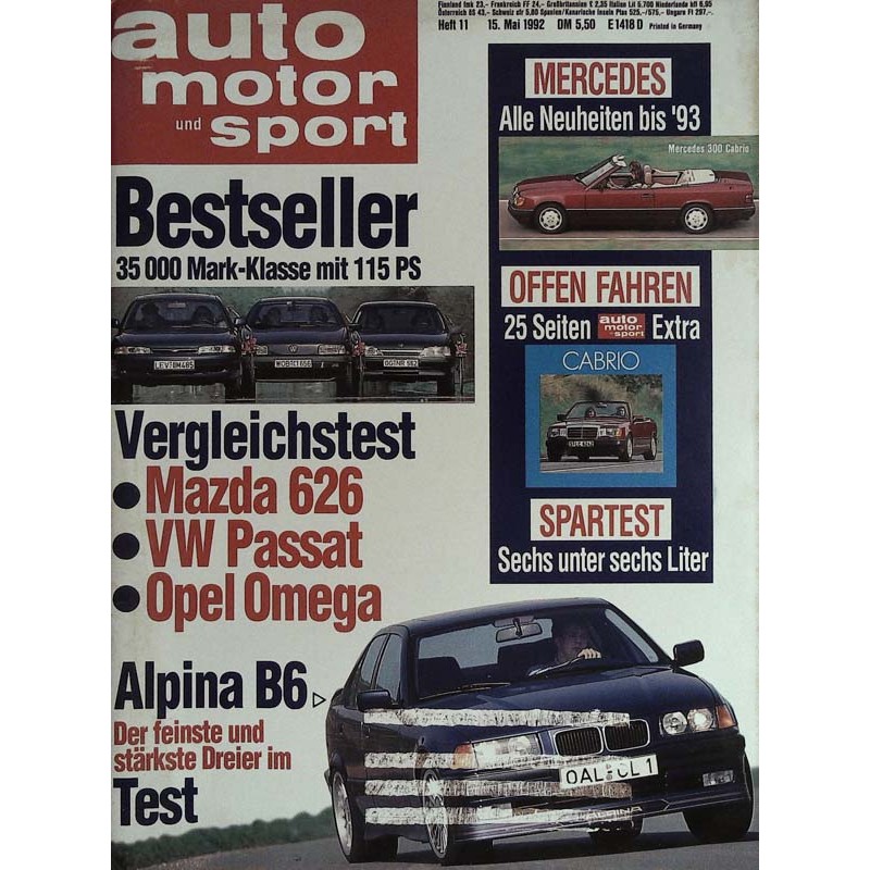 auto motor & sport Heft 11 / 15 Mai 1992 - BMW Alpina B6