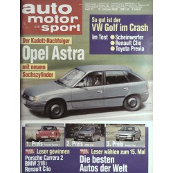 auto motor & sport Heft 22 / 19 Oktober 1990 - Opel Astra