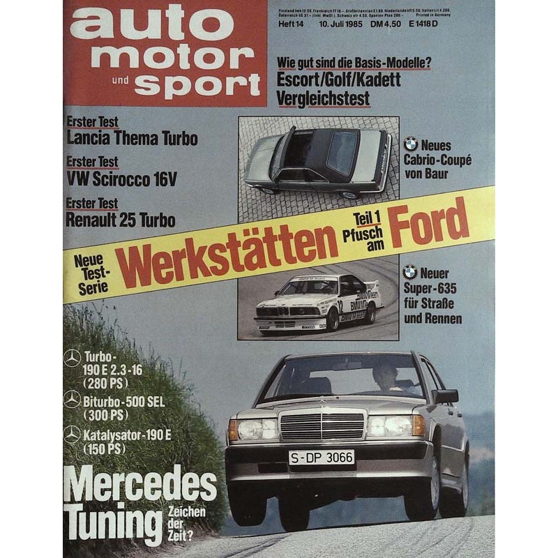 auto motor & sport Heft 14 / 10 Juli 1985 - Mercedes Tuning