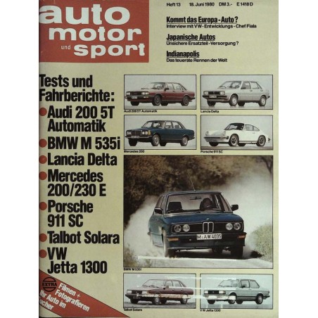 auto motor & sport Heft 13 / 18 Juni 1980 - Tests und Fahrberichte