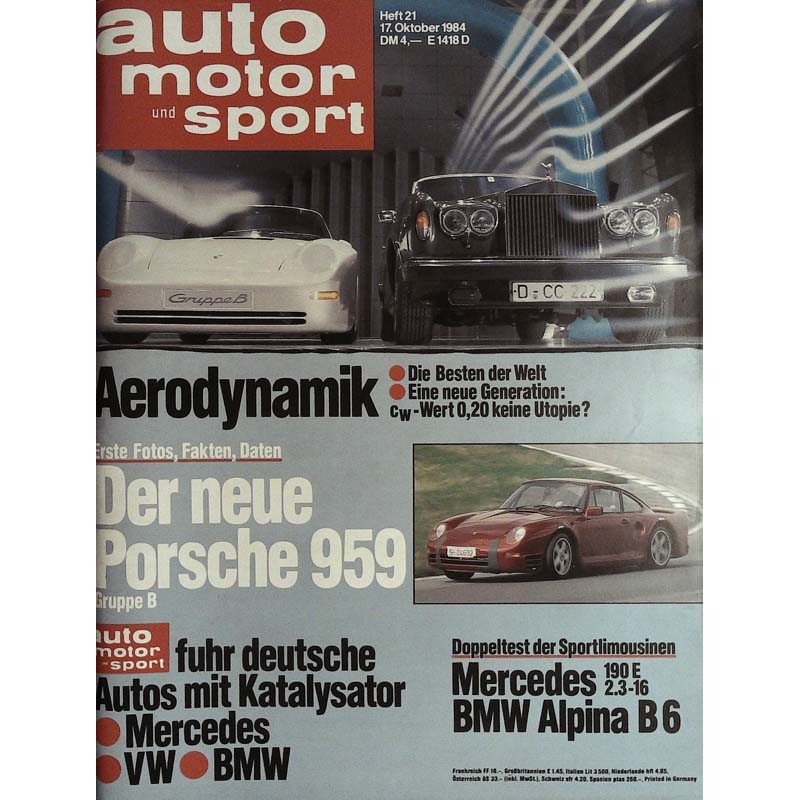 auto motor & sport Heft 21 / 17 Oktober 1984 - Aerodynamik