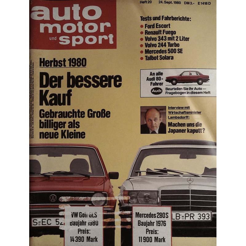 auto motor & sport Heft 20 / 24 September 1980 - Der bessere Kauf