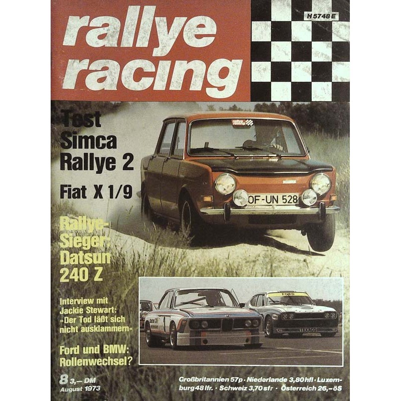 Rallye Racing Magazin 8 / August 1973 - Simca Rallye 2