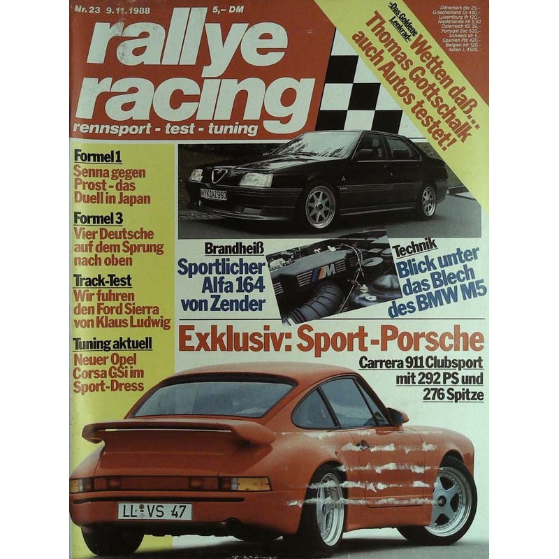 Rallye Racing Magazin 23 / 9 November 1988 - Sport Porsche