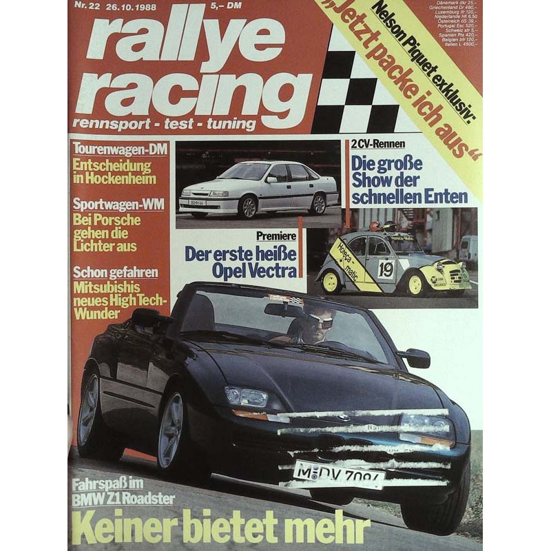 Rallye Racing Magazin 22 / 26 Oktober 1988 - BMW Z1 Roadster