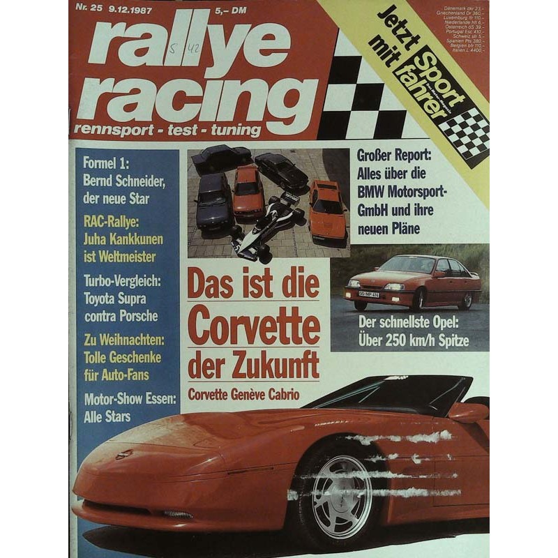 Rallye Racing Magazin 25 / 9 Dezember 1987 - Corvette Geneve Cabrio