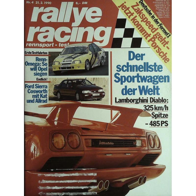 Rallye Racing Magazin 4 / 21 Februar 1990 - Lamborghini Diablo