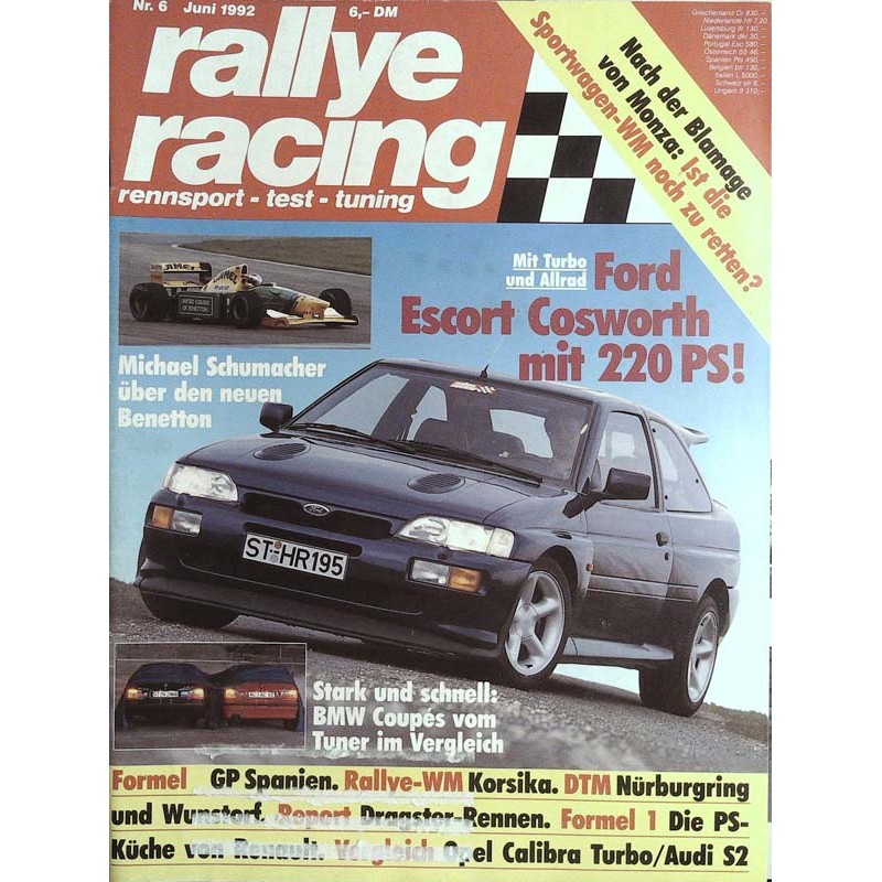 Rallye Racing Magazin 6 / Juni 1992 - Ford Escort Cosworth