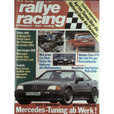 Rallye Racing Magazin 12 / Dezember 1991 - Mercedes 500SL 6,0