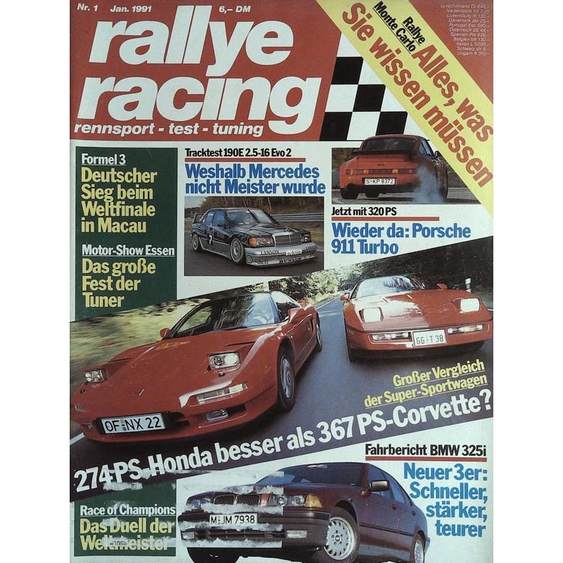 Rallye Racing Magazin 1 / Januar 1991 - Honda vs. Corvette