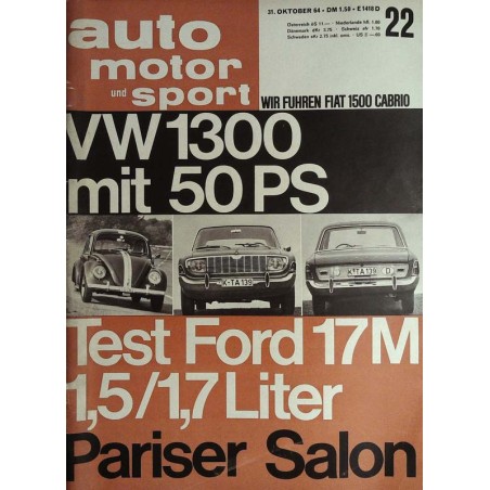 auto motor & sport Heft 22 / 31 Oktober 1964 - Pariser Salon