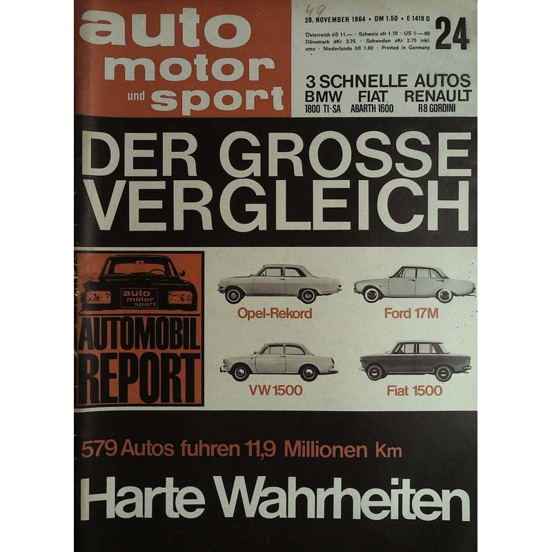 auto motor & sport Heft 24 / 28 November 1964 - Der Vergleich