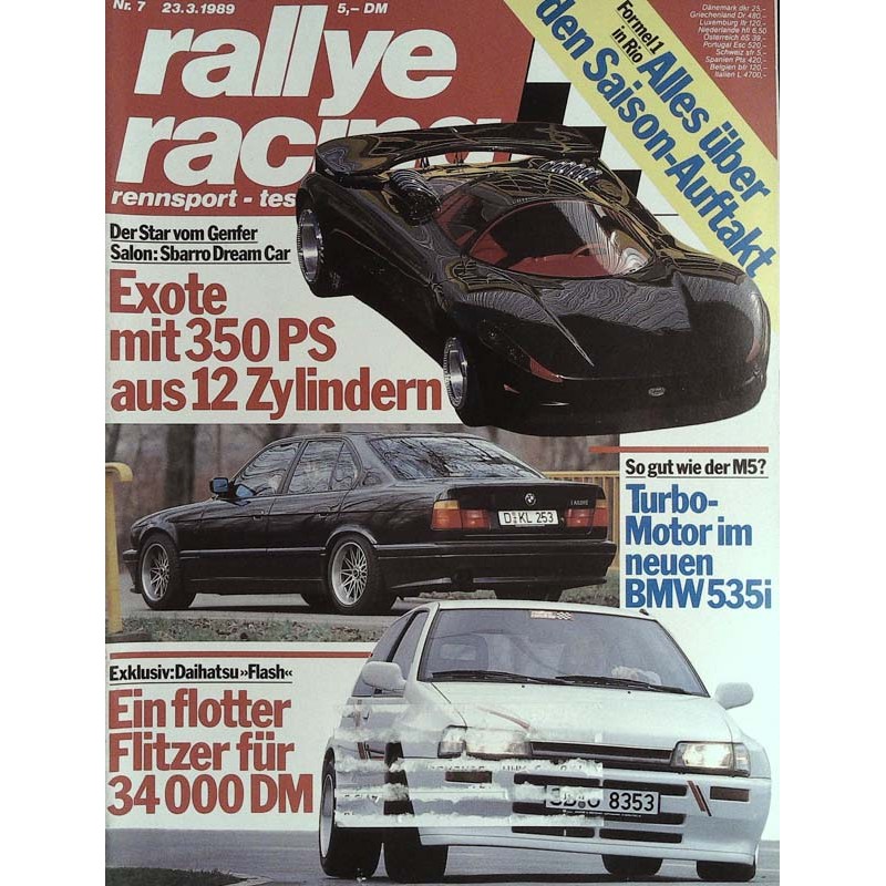 Rallye Racing Magazin 7 / 23 März 1989 - Sbarro Dream Car