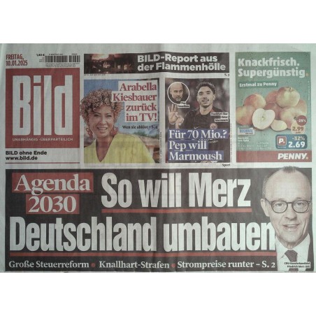 Bild Zeitung Freitag, 10 Januar 2025 - Friedrich Merz CDU