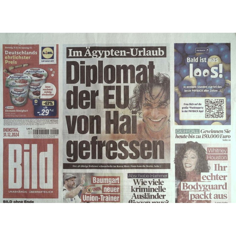 Bild Zeitung Dienstag, 31 Dezember 2024 - Diplomat gefressen